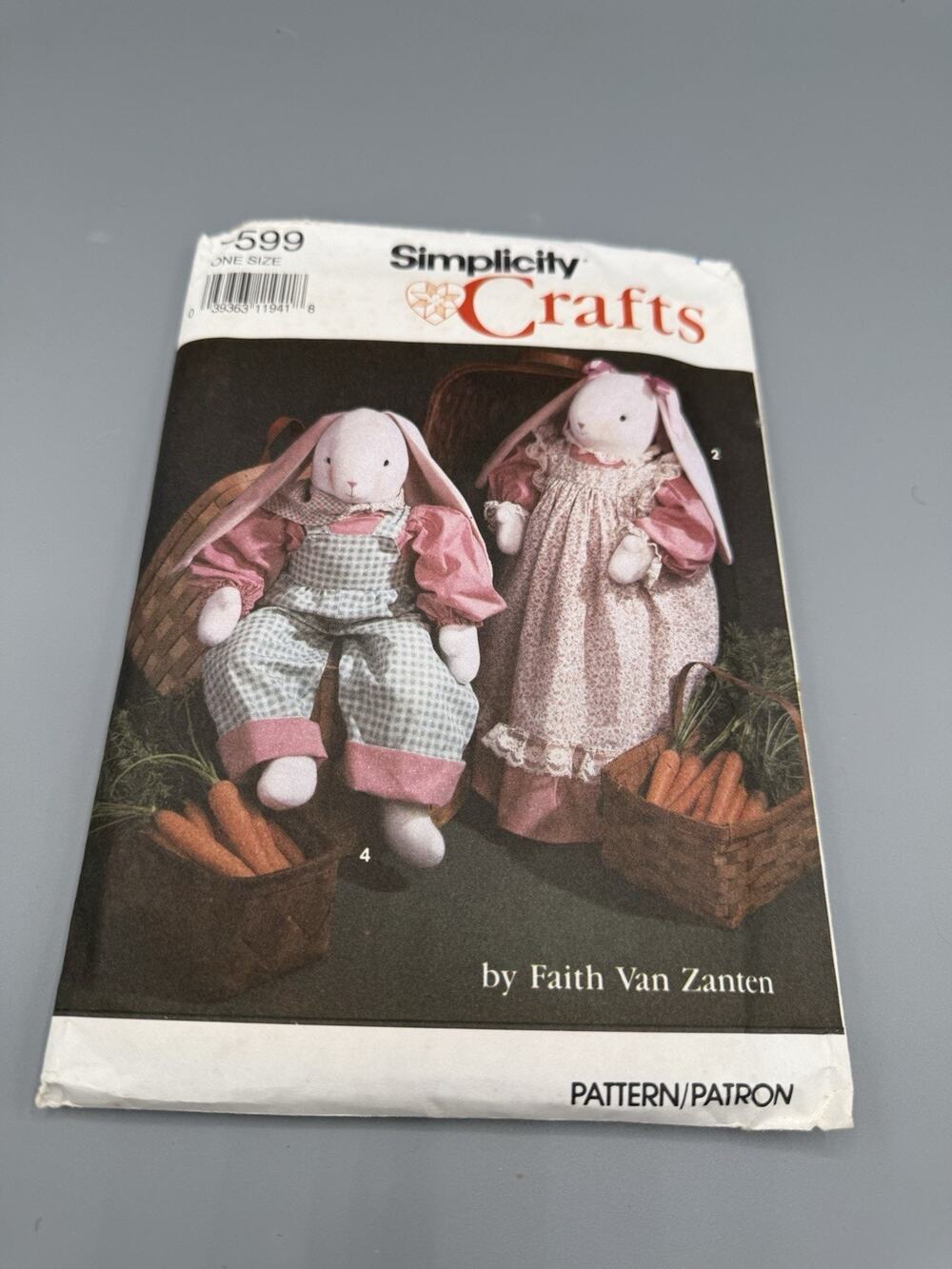 Vintage Simplicity 7599 Bunny Rabbit Doll Wardrobe Pattern Faith Van Zanten 1991